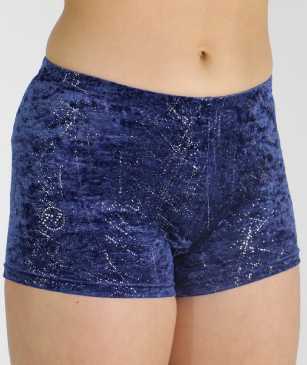 Hotpants blauw glitter velours