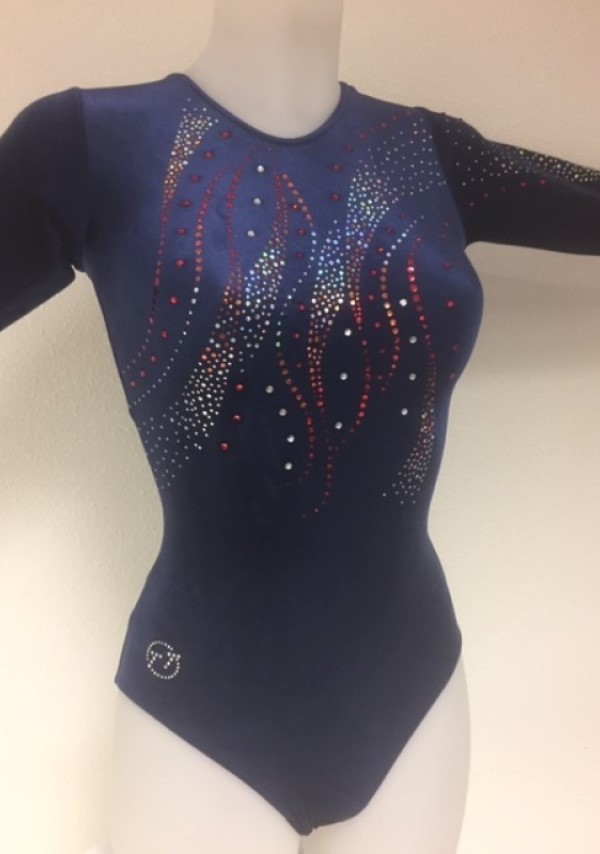 Turnpakje Vr6720 blauw / rode glitters